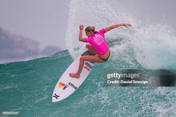 Lakey Peterson of the United States of America surfs during Round 1 of the Billabong Rio Pro on May 7, 2014 in Rio de Janeiro, Brazil.