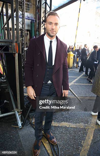 Calum Best attends the Julien MacDonald show during London Fashion Week Spring/Summer 2016/17 on September 19, 2015 in London, England.