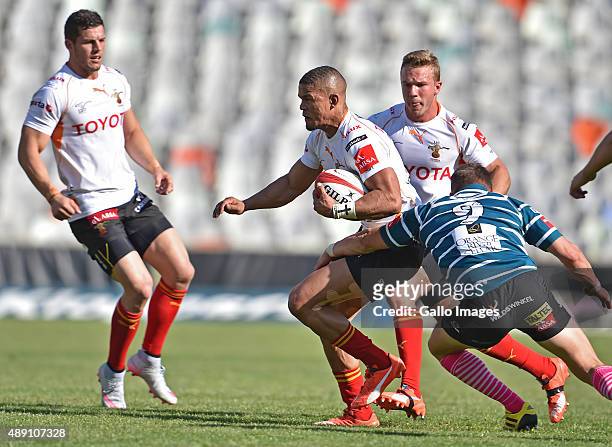 Ryno Benjamin of the Cheetahs during the Absa Currie Cup match between Toyota Free State and ORC Griquas at Free State Stadium on September 19, 2015...