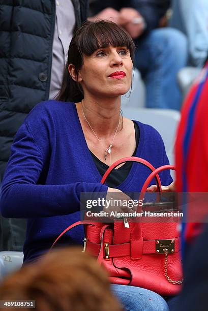 Cristina Serra, the wife of Bayern Muenchen head coach Pep Guardiola looks on prior to the Bundesliga match between Bayern Muenchen and VfB Stuttgart...