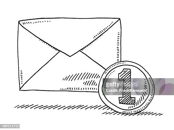 incoming email symbol drawing - kleurenverloop stock illustrations