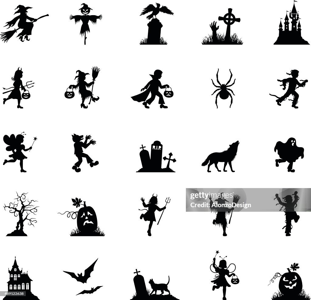 Black Halloween Icon Set