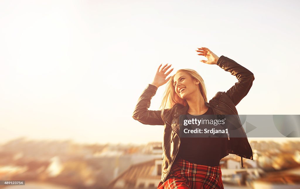 Young woman enjoying