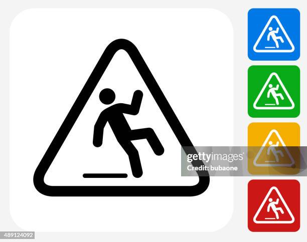 caution slippery sign icon flat graphic design - slippery stock illustrations