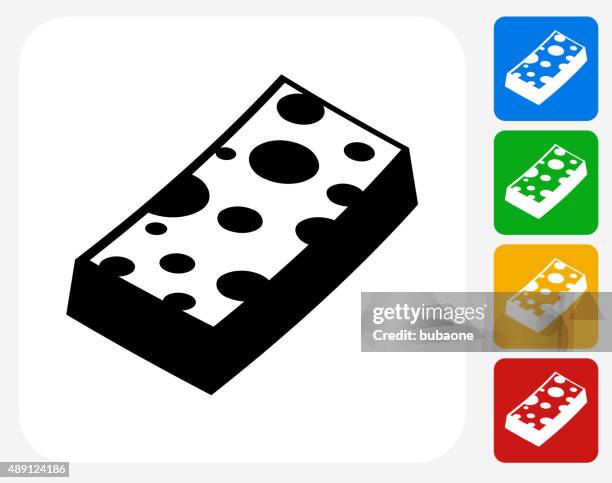 sponge icon flat graphic design - bath sponge isolated stock illustrations