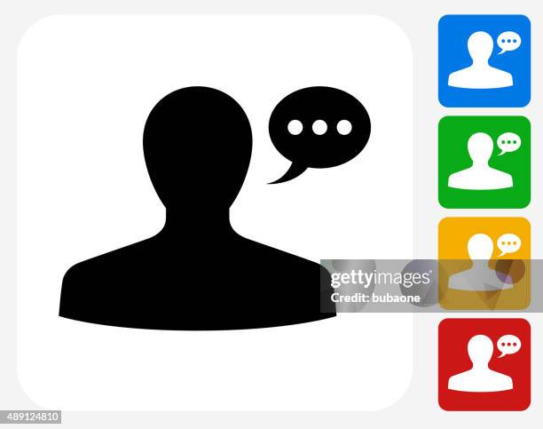 man communication head icon flat graphic design - thinking face white background stock illustrations