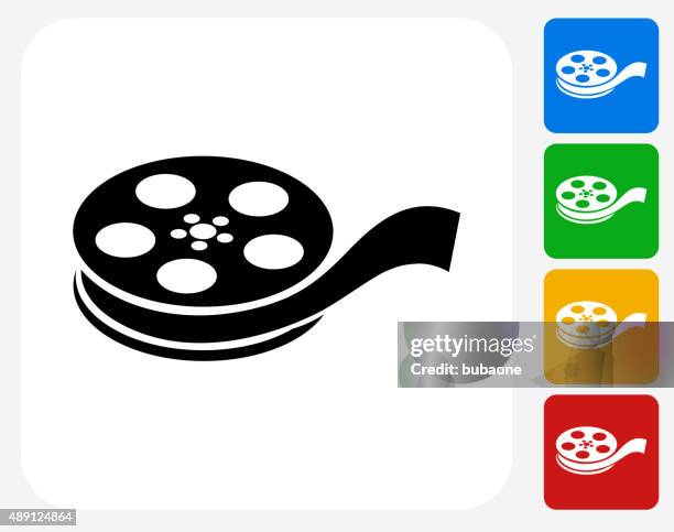 stockillustraties, clipart, cartoons en iconen met film reel icon flat graphic design - film reel