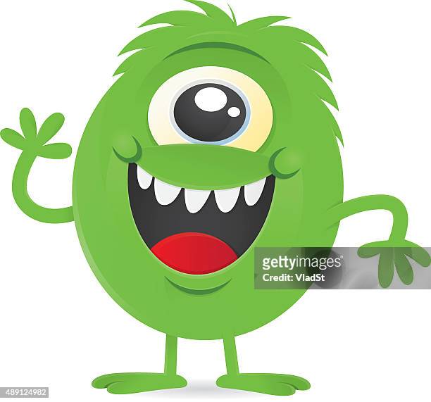 Happy Little Green Oneeyed Monster Alien Character High-Res Vector Graphic  - Getty Images