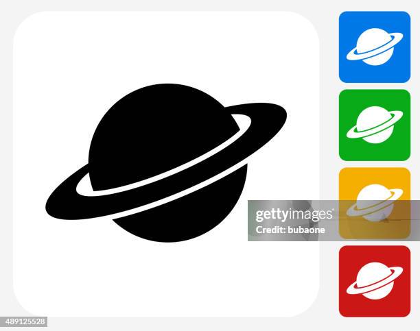 saturn icon flat graphic design - saturn planet stock illustrations