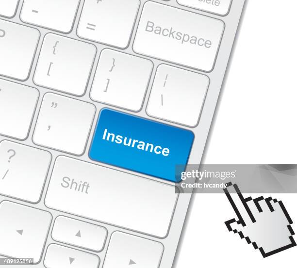 illustrazioni stock, clip art, cartoni animati e icone di tendenza di assicurazione - tasto invio