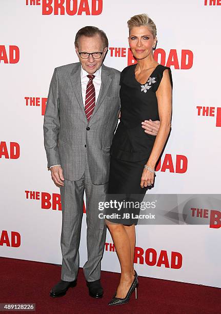 Larry King and Shawn King attend The Broad Museum inaugural celebration at The Broad on September 18, 2015 in Los Angeles, California.