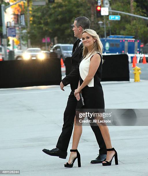 Jim Toth and Reese Witherspoon attends The Broad Museum inaugural celebration at The Broad on September 18, 2015 in Los Angeles, California.