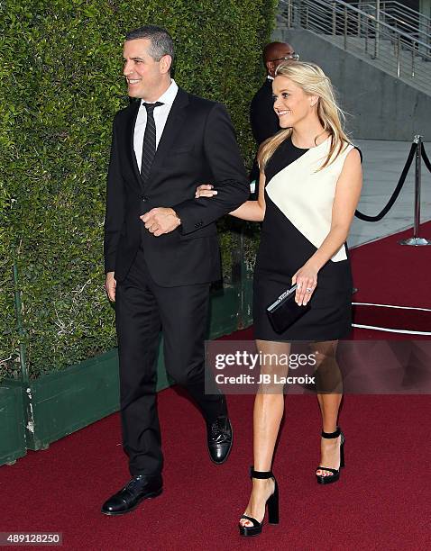 Jim Toth and Reese Witherspoon attends The Broad Museum inaugural celebration at The Broad on September 18, 2015 in Los Angeles, California.