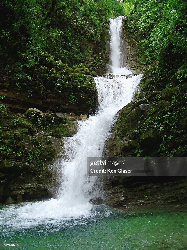 Waterfall in Verdant Jungle in Mexico