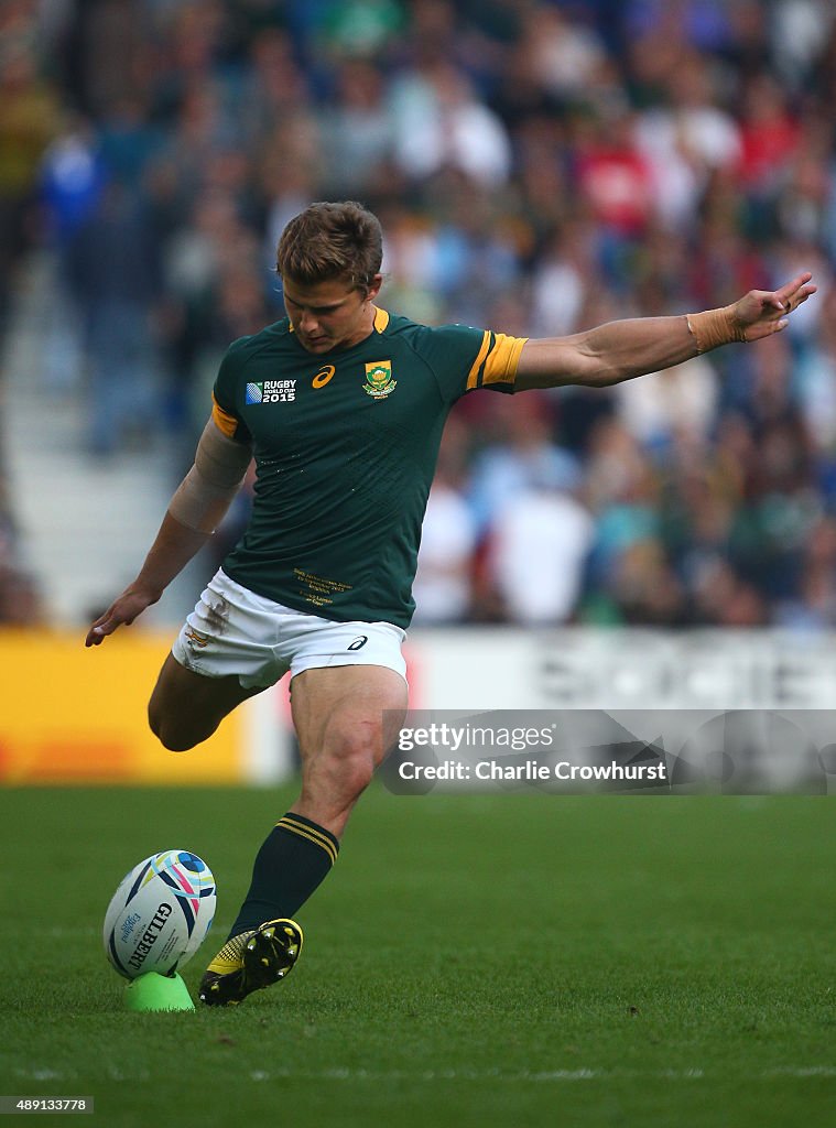 Pat Rugby Sa Pat Lambie of South Africa takes a conversion during the 2015 Rugby ...