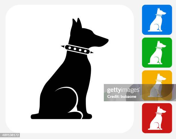 bildbanksillustrationer, clip art samt tecknat material och ikoner med guard dog icon flat graphic design - chewing
