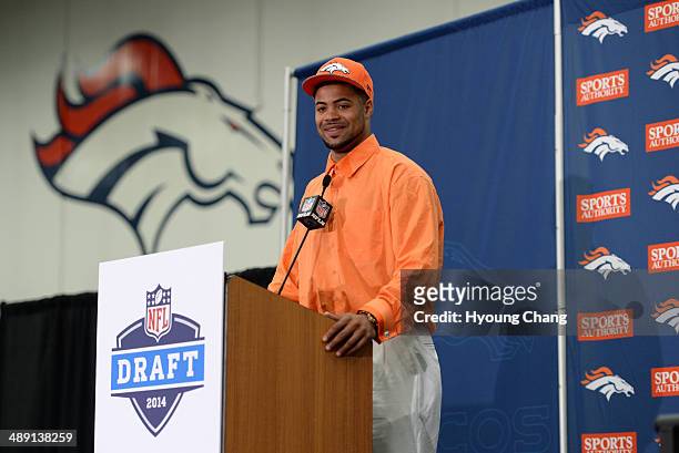 Denver Broncos introduced WR Cody Latimer from Indiana University in the second round of the 2014 NFL draft. Centennial, Colorado. May 10.