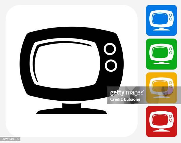 television icon flat graphic design - vintage television white background stock illustrations