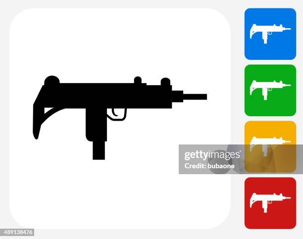 sub-machine gun icon flat graphic design - machine gun stock illustrations