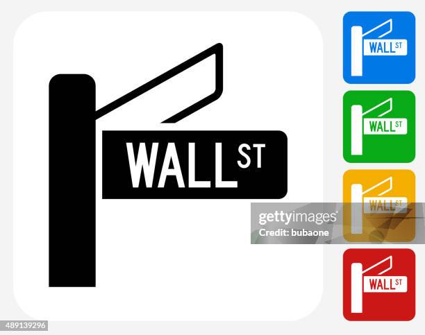 wall street sign icon flat graphic design - empty wall street stock illustrations