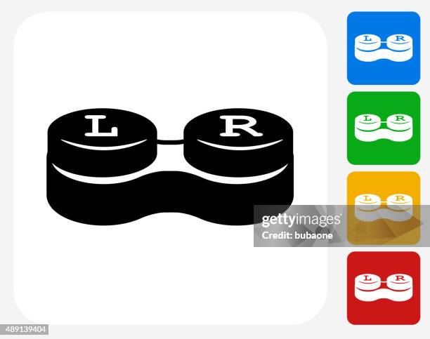 contact lens cases icon flat graphic design - fiber optic cable white background stock illustrations