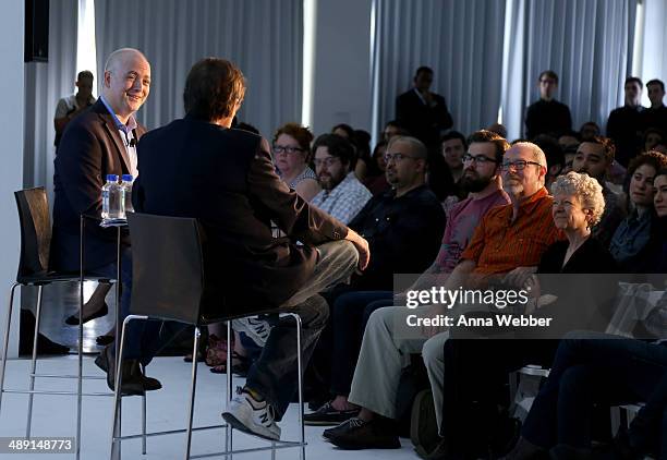 Film Critic Matt Zoller Seitz and Producer David Milch speak onstage during Vulture Festival presented by New York Magazine at Milk Studios on May...