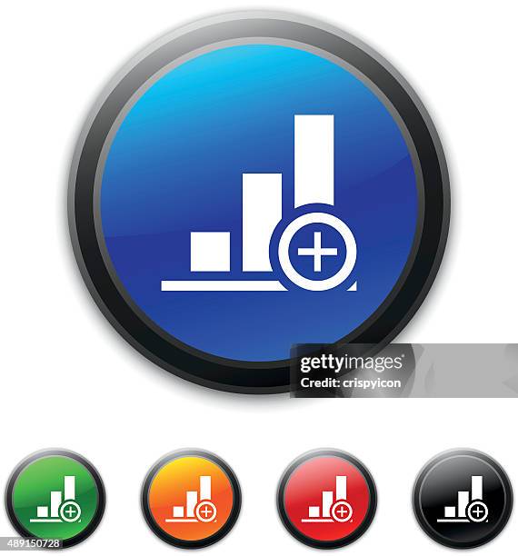 bar graph icon on round buttons. - adding value stock illustrations