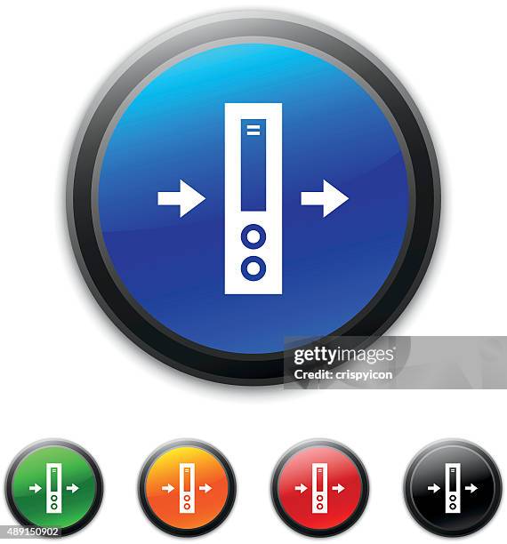 network server icon on round buttons. - old computer white background stock illustrations
