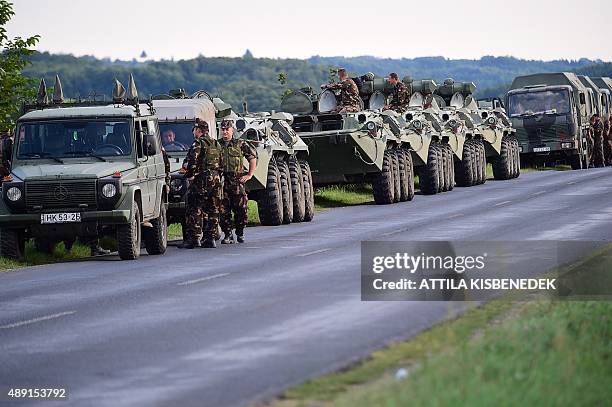 Military convoy is seen on a main road near Nagykanizsa, Hungary, close to the Hungarian-Croatian border, on September 19, 2015. Hungary has finished...