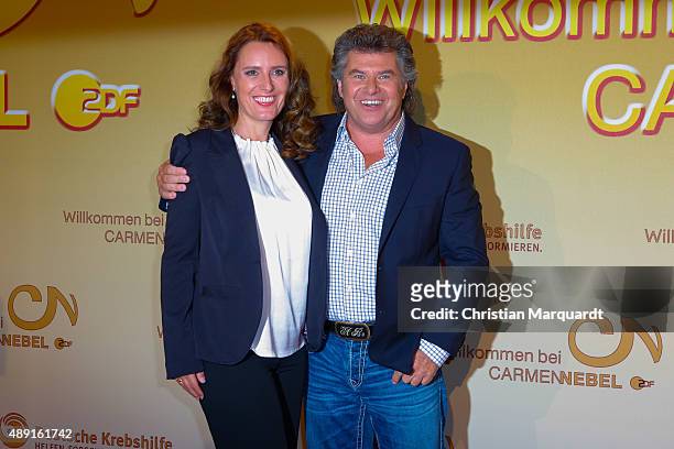 Andy Borg and wife Birgit attend the red carpet of the television show 'Willkommen bei Carmen Nebel' at Velodrom on September 19, 2015 in Berlin,...