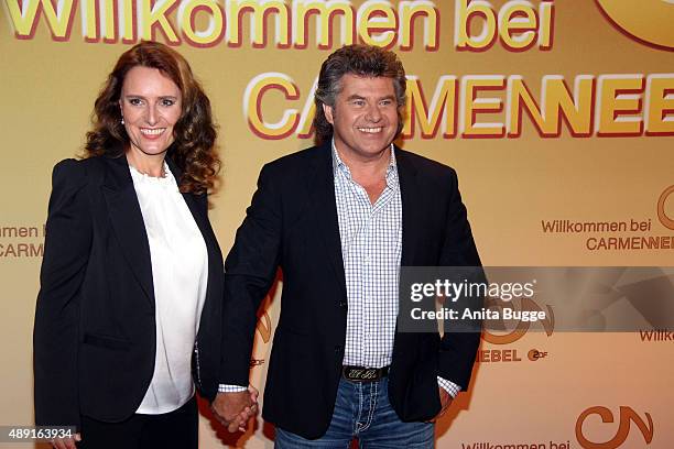 Andy Borg and Birgit Borg arrive to the television show 'Willkommen bei Carmen Nebel' at Velodrom on September 19, 2015 in Berlin, Germany.