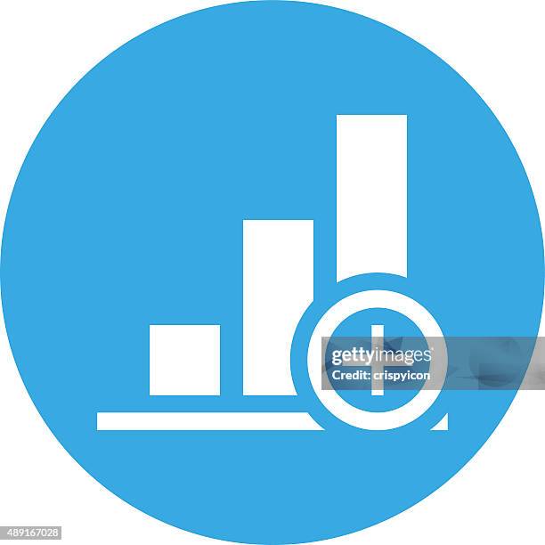 bar graph icon on a round button. - adding value concept stock illustrations