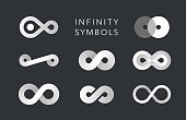 infinity monochrome symbols vector set