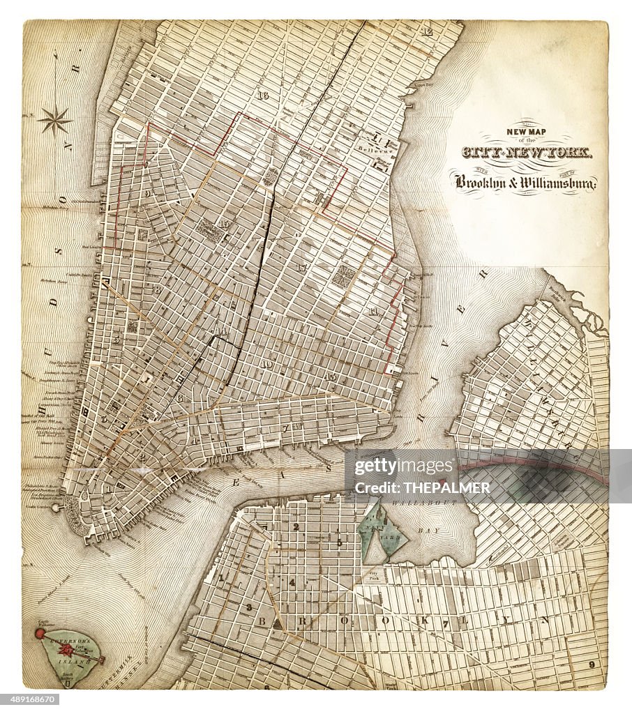 Carte de la ville de New York en 1840