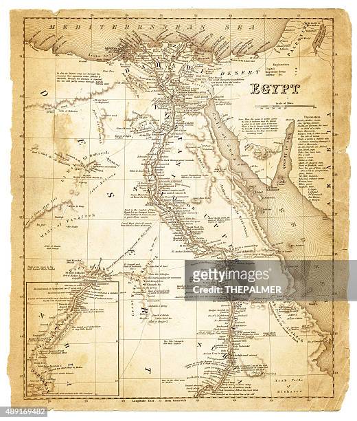 map of egypt 1848 - river nile stock illustrations
