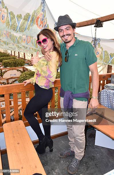 Naike Rivelli and her brother Andrea sighted at the Hofbraeu beer tent during the Oktoberfest 2015 Opening at Theresienwiese on September 19, 2015 in...