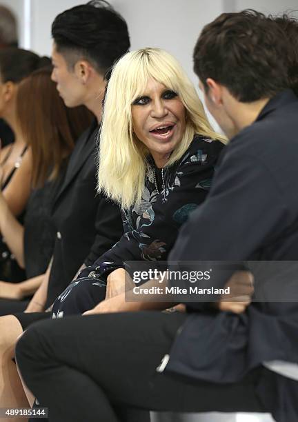 Donatella Versace attends the Versus show during London Fashion Week Spring/Summer 2016/17 on September 19, 2015 in London, England.