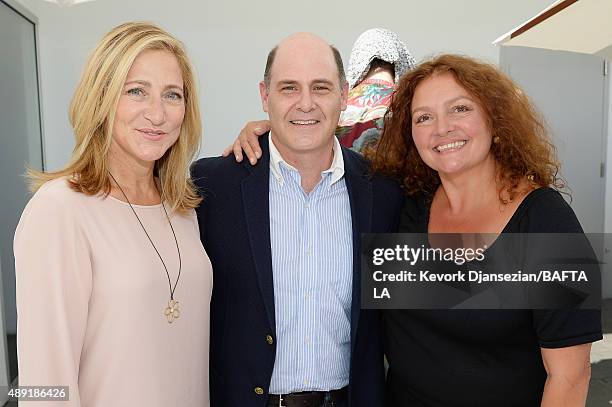 Actress Edie Falco, writer/director Matthew Weiner, and actress Aida Turturro attend the 2015 BAFTA Los Angeles TV Tea at SLS Hotel on September 19,...