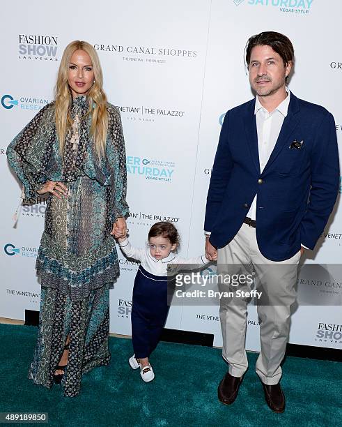 Designer, stylist, editor and author Rachel Zoe, husband, Rodger Berman and their son Kaius Berman arrive at Grand Canal Shoppes at The Venetian &...