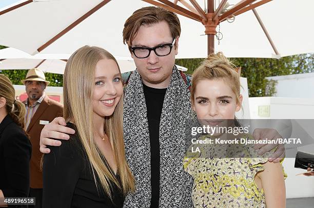 Lily Rosenthal, Justin Campbell, and actress Kiernan Shipka attend the 2015 BAFTA Los Angeles TV Tea at SLS Hotel on September 19, 2015 in Beverly...