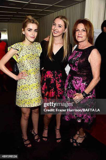 Actress Kiernan Shipka, Lily Rosenthal and President of the Lionsgate Television Group Sandra Stern attend the 2015 BAFTA Los Angeles TV Tea at SLS...