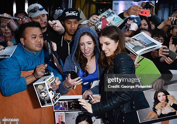 Actress Anna Kendrick attends the "Mr. Right" premiere during the Toronto International Film Festival at Roy Thomson Hall on September 19, 2015 in...