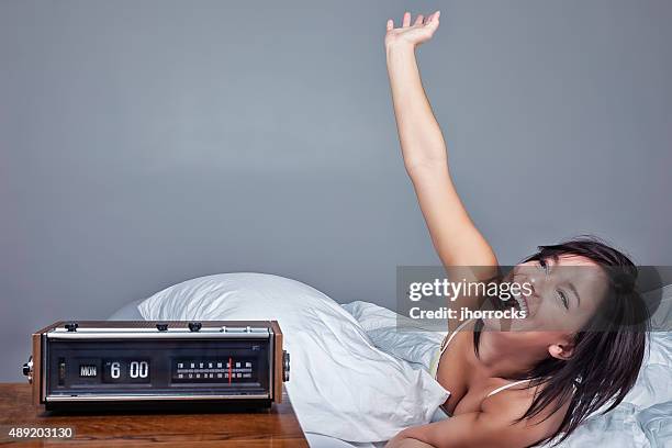 enthusiastic woman waking up on monday morning - monday stock pictures, royalty-free photos & images