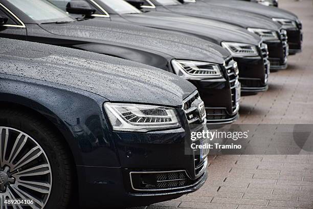 audi limousines in a row - audi a8 stock pictures, royalty-free photos & images