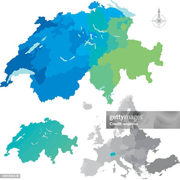 ilustrações, clipart, desenhos animados e ícones de suíça cantons europa mapa - kanton appenzell