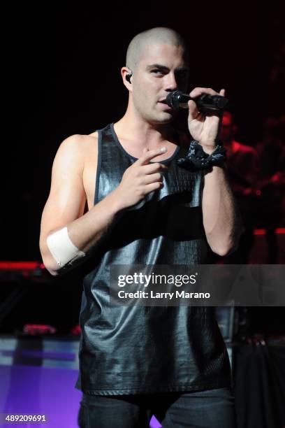 Max George of The Wanted performs at Fillmore Miami Beach on May 9, 2014 in Miami Beach, Florida.
