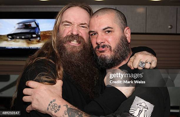 Zakk Wylde of Black Label Society and Phil Anselmo of Down backstage at Starland Ballroom on May 9, 2014 in Sayreville, New Jersey.