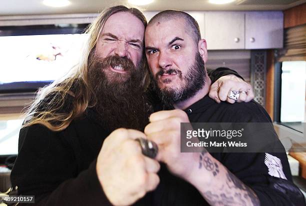 Zakk Wylde of Black Label Society and Phil Anselmo of Down backstage at Starland Ballroom on May 9, 2014 in Sayreville, New Jersey.