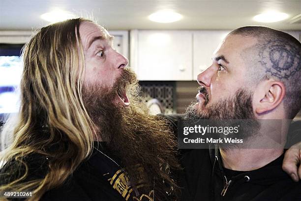 Zakk Wylde of Black Label Society and Phil Anselmo of Down backstage at Starland Ballroom on May 9, 2014 in Sayreville, New Jersey.