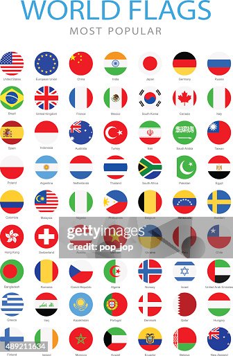 World Most Popular Rounded Flags Illustration High-Res Vector Graphic ...